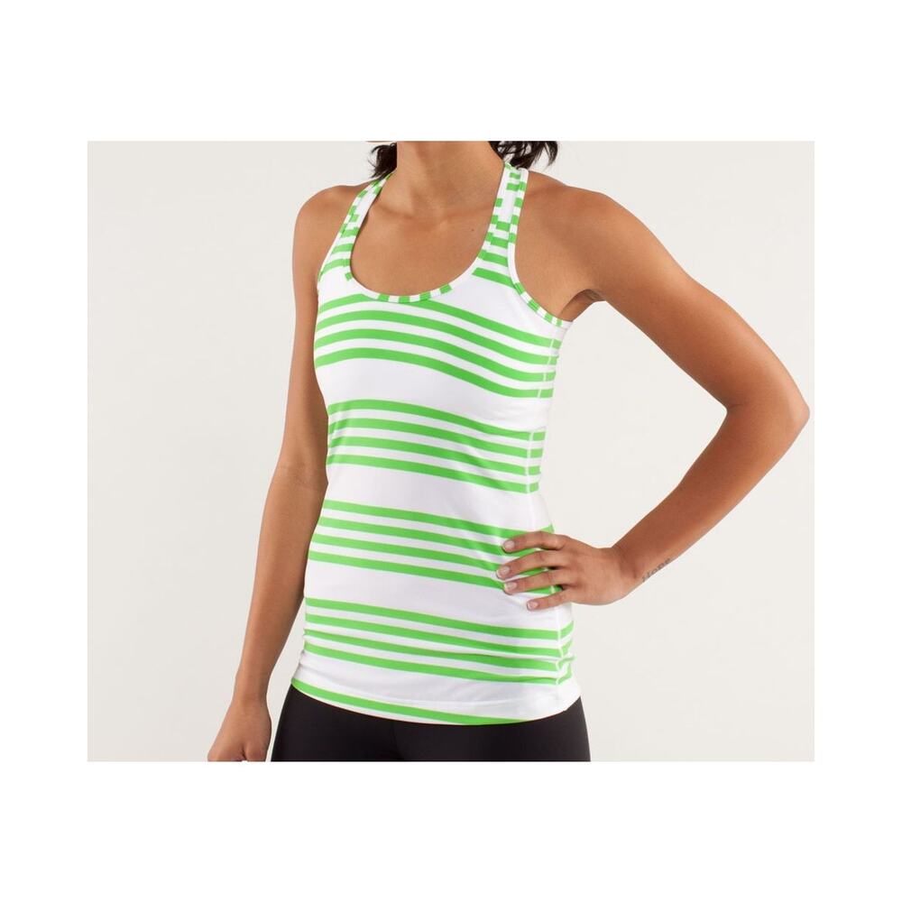 A3 Auth LULULEMON Cool Racerback Ocean Frond Stripe Sport Green Tank Top 4
